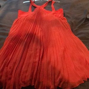 Orange midi summer pleat dress